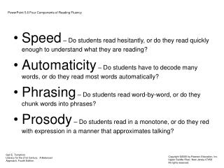 PowerPoint 5.6 Four Components of Reading Fluency