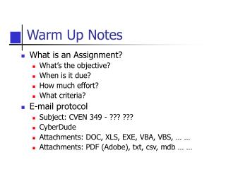 Warm Up Notes