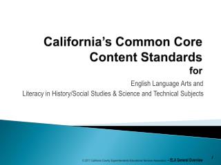 California’s Common Core Content Standards for