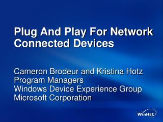 Plug And Play For Network Connected Devices