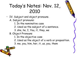 Today’s Notes: Nov. 12, 2010