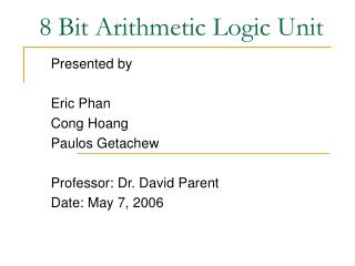 8 Bit Arithmetic Logic Unit