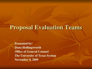 Proposal Evaluation Teams