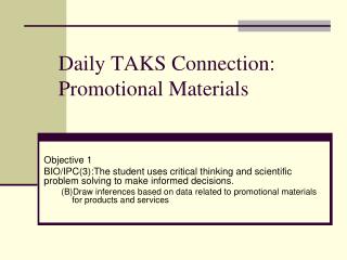 Daily TAKS Connection: Promotional Materials