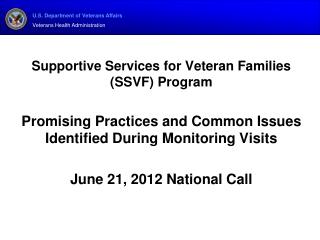 Supportive Services for Veteran Families (SSVF) Program