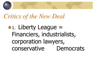 Critics of the New Deal