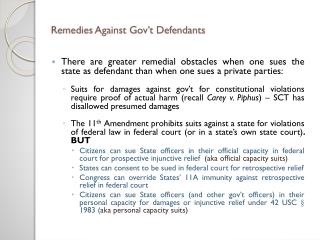 Remedies Against Gov’t Defendants