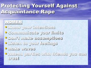 Protecting Yourself Against Acquaintance Rape