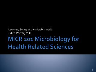 MICR 201 Microbiology for Health Related Sciences