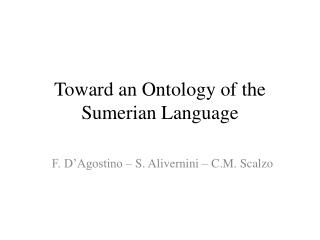 Toward an Ontology of the Sumerian Language
