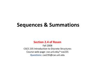 Sequences &amp; Summations