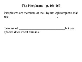 The Piroplasms – p. 166-169