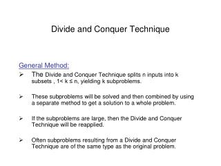 Divide and Conquer Technique