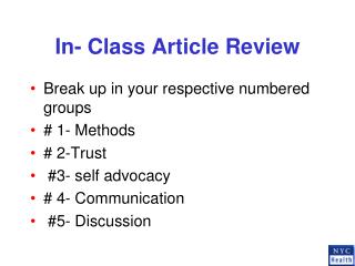 In- Class Article Review