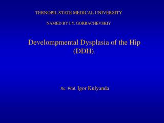 Develompmental Dysplasia of the Hip (DDH) . As. Prof. Igor Kulyanda
