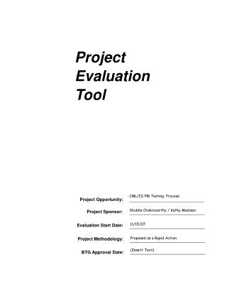Project Evaluation Tool