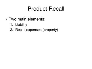 Product Recall