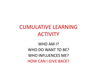 CUMULATIVE LEARNING ACTIVITY