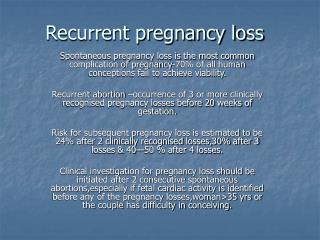 PPT - Recurrent pregnancy loss PowerPoint Presentation, free download ...