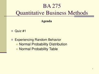 BA 275 Quantitative Business Methods