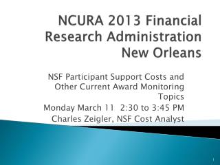 NCURA 2013 Financial Research Administration New Orleans