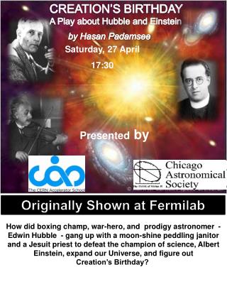 CREATION’S BIRTHDAY A Play about Hubble and Einstein by Hasan Padamsee