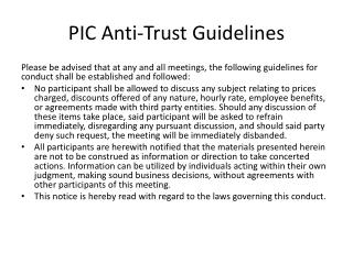 PIC Anti-Trust Guidelines