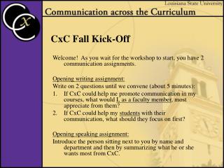 CxC Fall Kick-Off