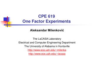 CPE 619 One Factor Experiments