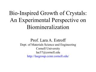 Bio-Inspired Growth of Crystals: An Experimental Perspective on Biomineralization