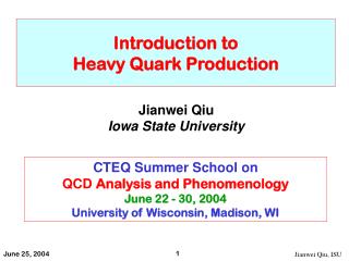 Introduction to Heavy Quark Production