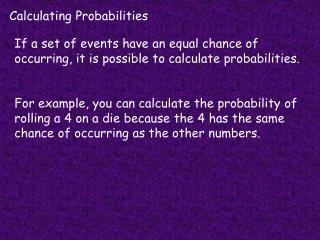 Calculating Probabilities