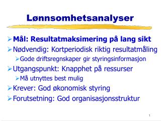 Lønnsomhetsanalyser