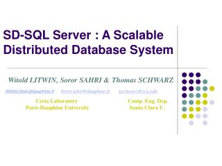 SD-SQL Server : A Scalable Distributed Database System