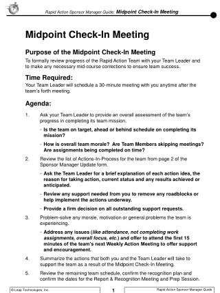Purpose of the Midpoint Check-In Meeting