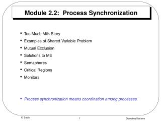 Module 2.2: Process Synchronization