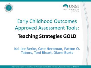 Early Childhood Outcomes Approved Assessment Tools: