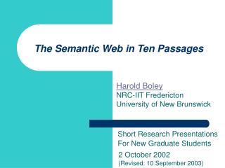 The Semantic Web in Ten Passages