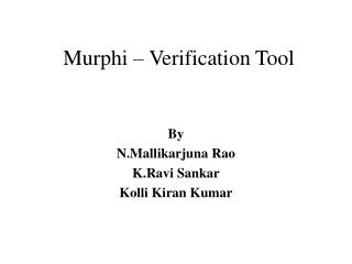 Murphi – Verification Tool