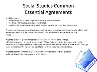 Social Studies Common Essential A greements
