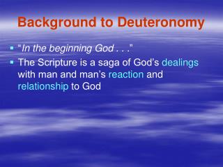 Background to Deuteronomy