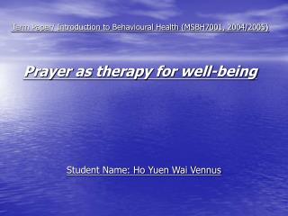 Student Name: Ho Yuen Wai Vennus
