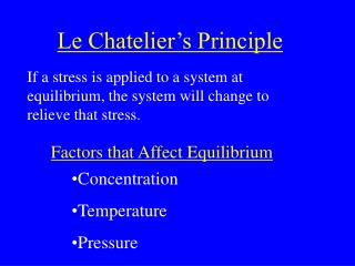 Le Chatelier’s Principle