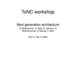 ToNC workshop