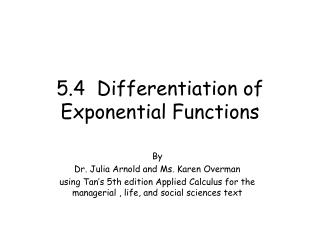 5.4 Differentiation of Exponential Functions