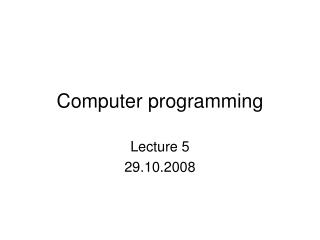 Computer programming