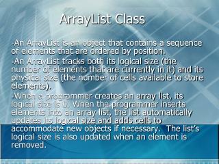 ArrayList Class