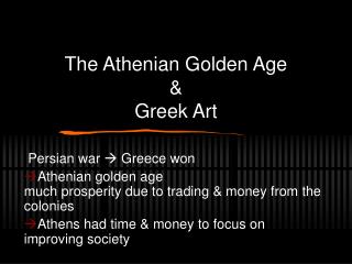 The Athenian Golden Age &amp; Greek Art