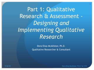 Part 1: Qualitative Research &amp; Assessment - Designing and Implementing Qualitative Research