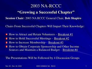 2003 NA-RCCC “Growing a Successful Chapter”